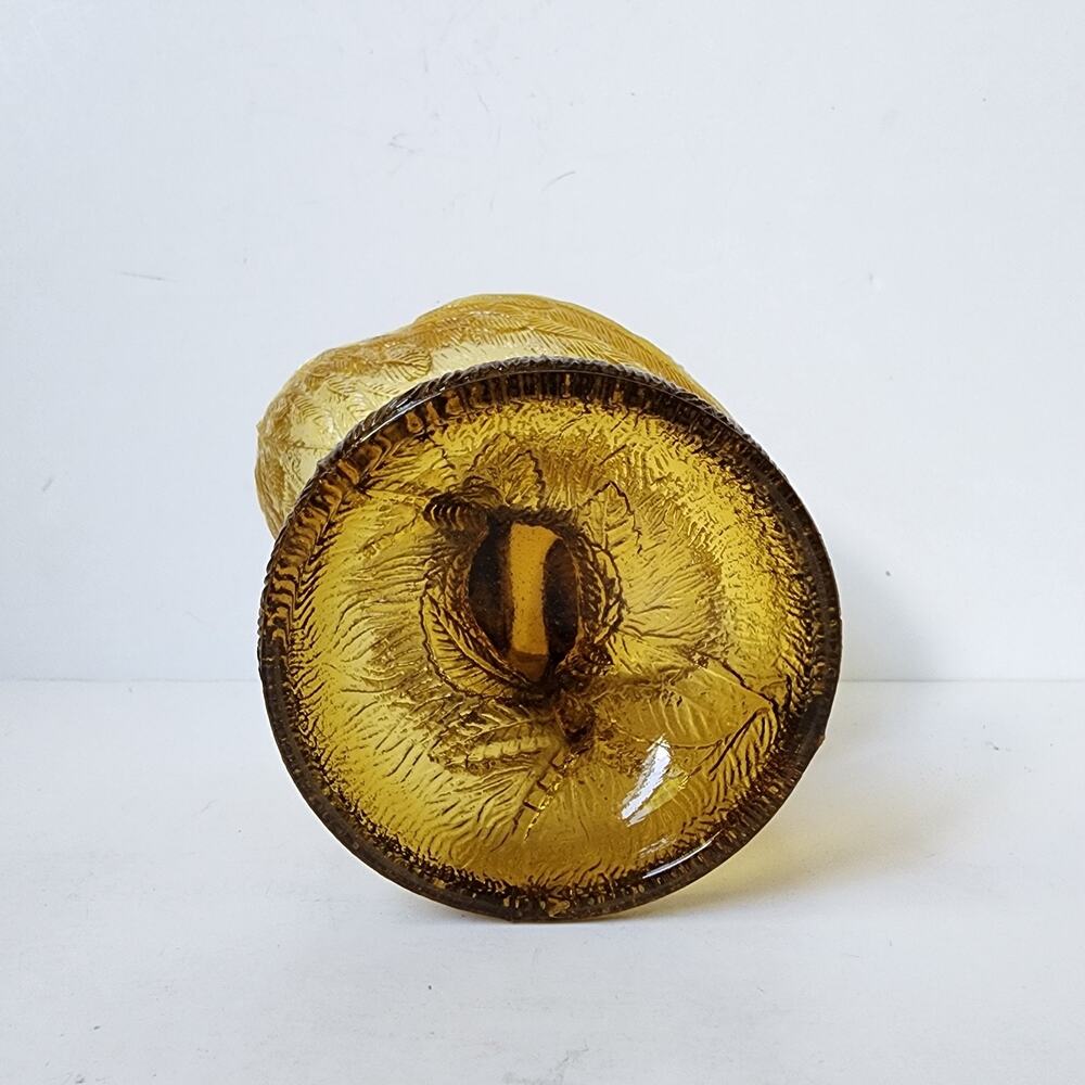 Vintage Golden Amber Glass Rooster Pedestal Lidded Candy Dish 9” Tall Unmarked - Picture 8 of 9